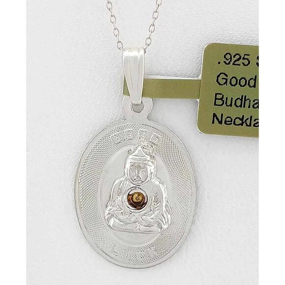 Budha Good Luck Pendant Necklace .925 Sterling Silver